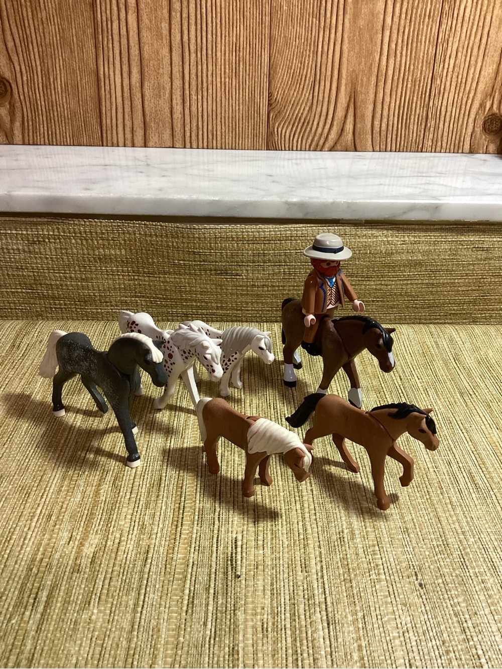 Playmobile Horse Playset with Rider - Brown, White, Gray Ponies
